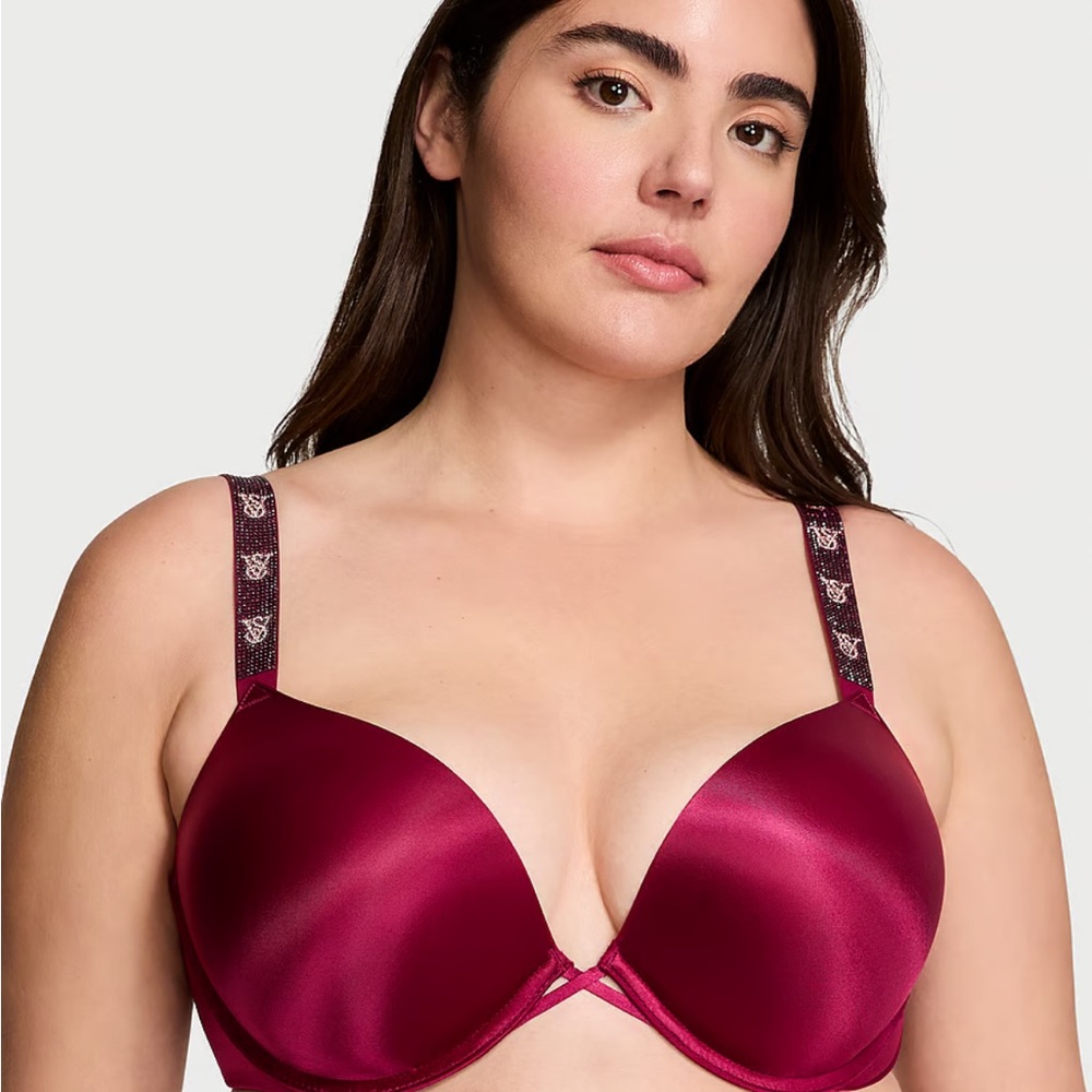 Women's Satin Underwire Bra - Burgundy